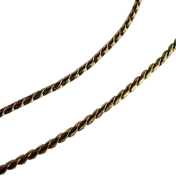 Gold Tone Snake Chain Necklace Pendant Red July Birthstone Center Interlaced - Picture 9 of 11